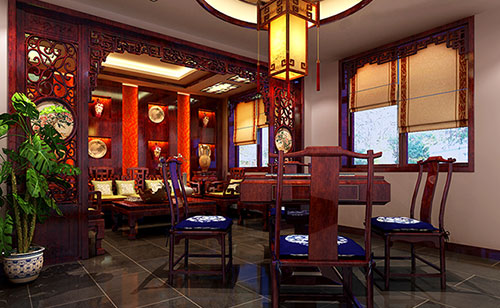 东河古典中式风格茶楼包间设计装修效果图